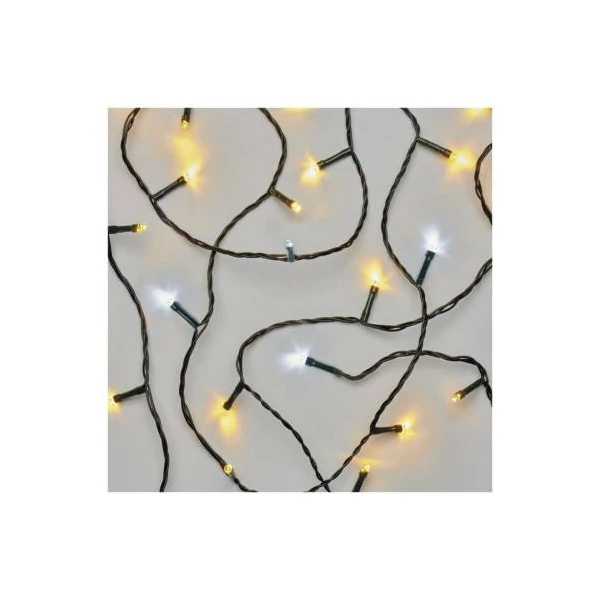 LED karácsonyi fényfüzér, 12 m, kültéri és beltéri, meleg/hideg fehér, időzítő