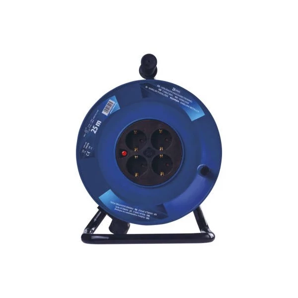 Kábeldob 25 m / 4 aljzat / fekete / PVC / 230 V / 2,5 mm2