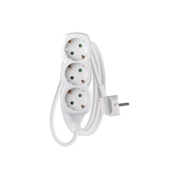 Hosszabbító 1,5 m / 3 aljzat / fehér / PVC / 1 mm2