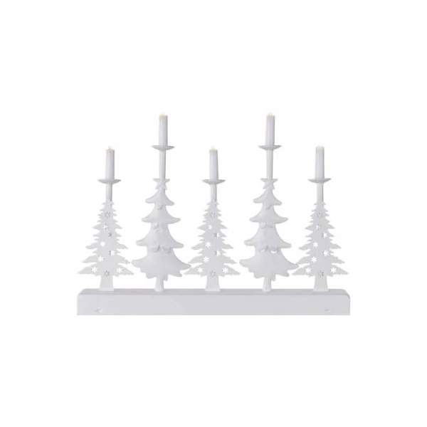 LED gyertyatartó – karácsonyfák gyertyákkal, 24 cm, 2x AA, beltéri, meleg fehér, időzítő