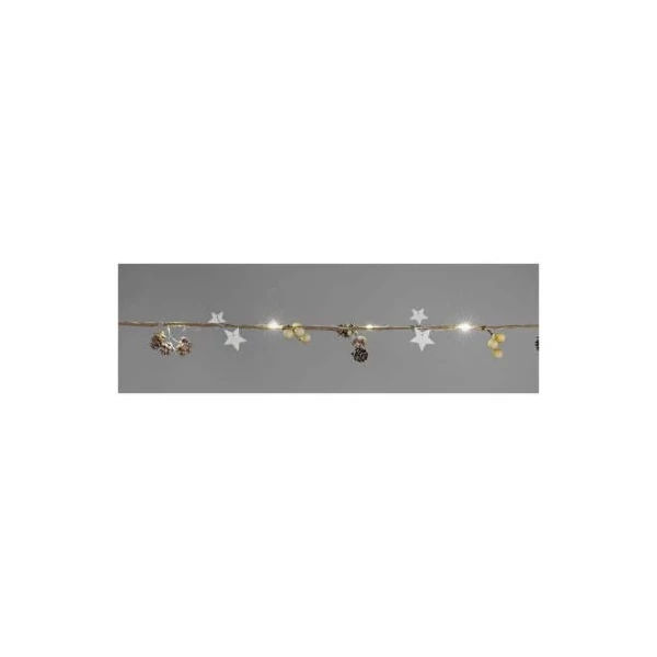 LED karácsonyi fényfüzér – tobozok, 1,7 cm, 2x AA, beltéri, meleg fehér