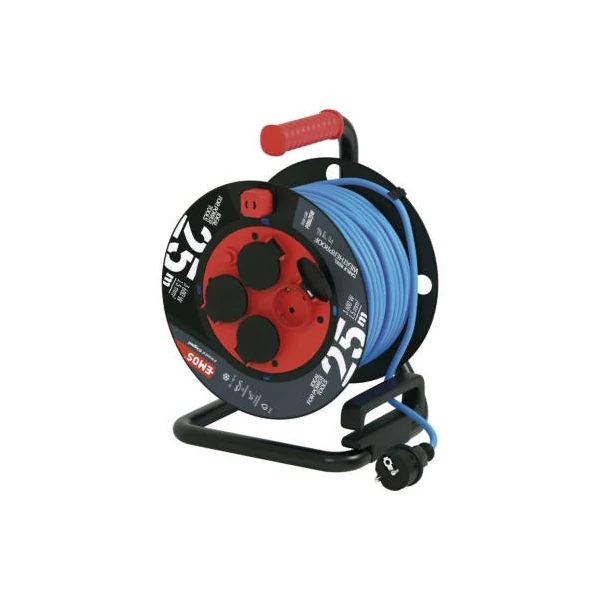 Weatherproof kábeltekercs 25 m / 4 aljzat / kék / szilikon / 230 V / 1,5 mm2