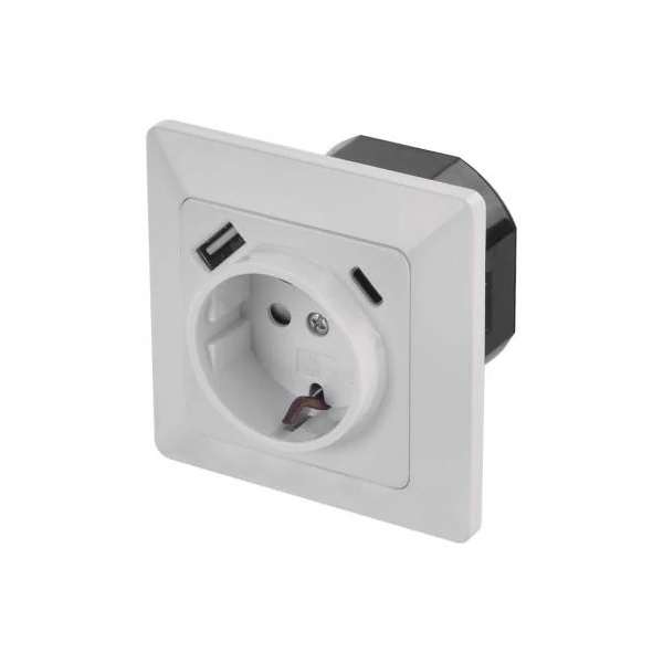 EMOS Aljzat USB A+USB C, fehér