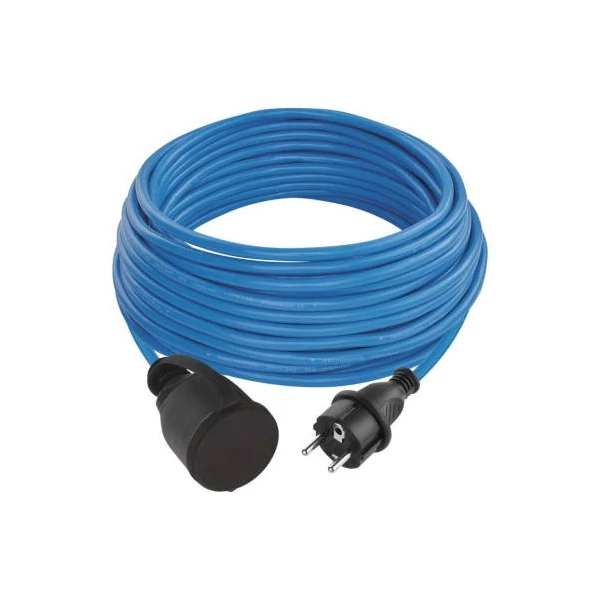 Weatherproof hosszabbító kábel 20 m / 1 csatlakozó / kék / szilikon / 230 V / 1,5 mm2