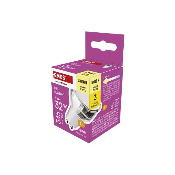 LED izzó Classic MR16 / GU10 / 3 W (32 W) / 345 lm / Meleg fehér