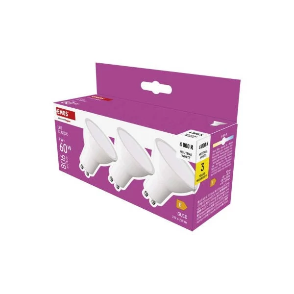 LED izzó Classic MR16 / GU10 / 7 W  (60 W) / 806 lm / Természetes fehér