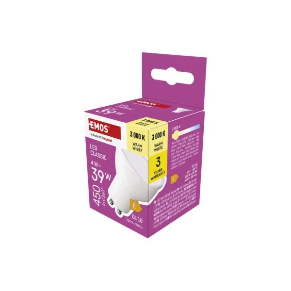 LED izzó Classic MR16 / GU10 / 4 W (39 W) / 450 lm / Meleg fehér