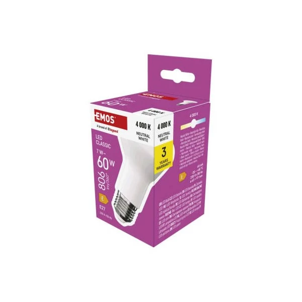 LED izzó Classic R63 / E27 / 7 W  (60 W) / 806 lm / Természetes fehér