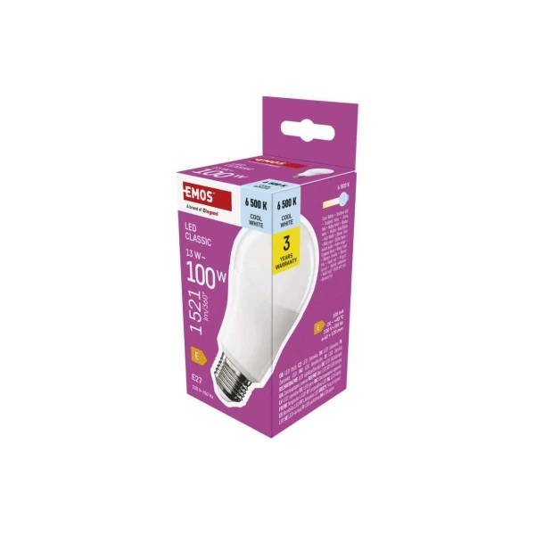 LED izzó Classic A60 / E27 / 13 W (100 W) / 1521 lm / Hideg fehér
