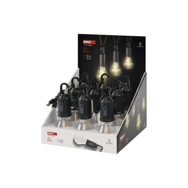 LED izzó USB tápegységgel 9db, display box