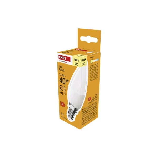 LED izzó Basic gyertya / E14 / 5,5 W (40 W) / 470 lm / Meleg fehér