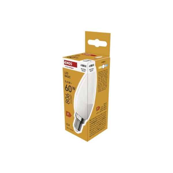 LED izzó Basic gyertya / E14 / 9,4 W (60 W) / 806 lm / Természetes fehér