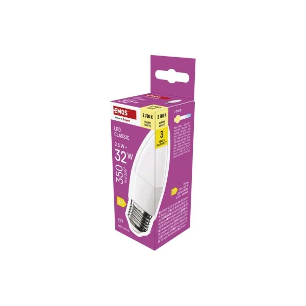 LED izzó Classic gyertya / E27 / 2,5 W (32 W) / 350 lm / Meleg fehér