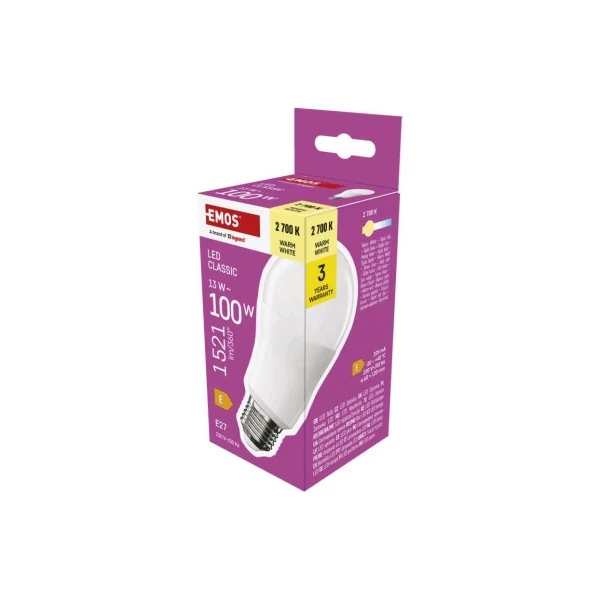 LED izzó Classic A60 / E27 / 13 W (100 W) / 1521 lm / Meleg fehér