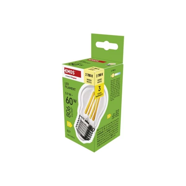 LED izzó Filament Mini Globe / E27 / 5,9 W (60 W) / 806 lm / Meleg fehér
