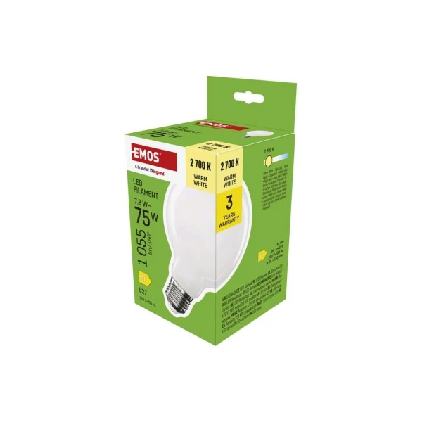 LED izzó Filament G95 / E27 / 7,8 W (75 W) / 1055 lm / Meleg fehér