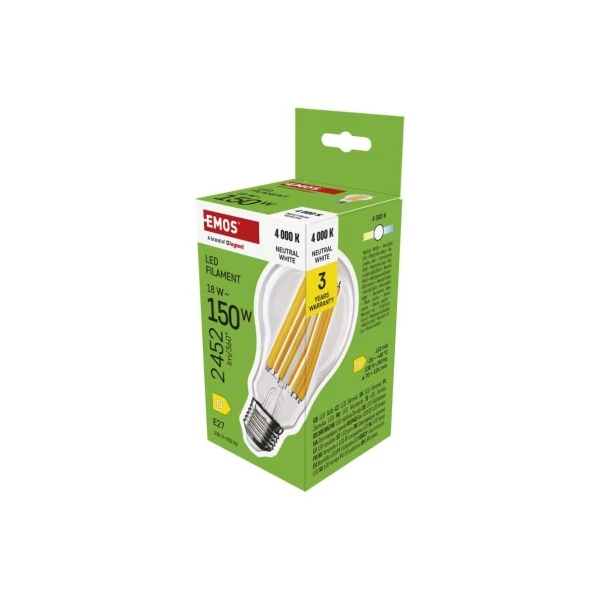 LED izzó Filament A70 / E27 / 18 W (150 W) / 2452 lm / Természetes fehér