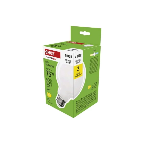 LED izzó Filament G95 / E27 / 7,8 W (75 W) / 1055 lm / Természetes fehér