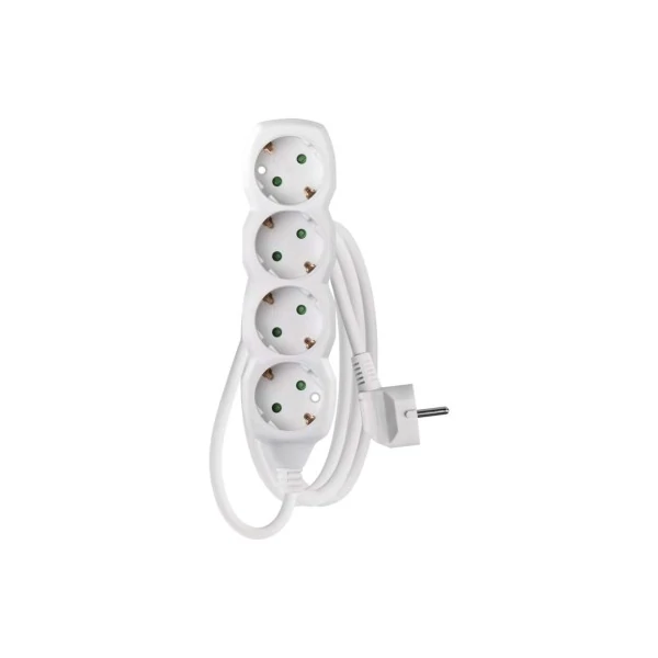 Hosszabbító 2 m  /  4 aljzat  /  fehér  /  PVC  /  1 mm2