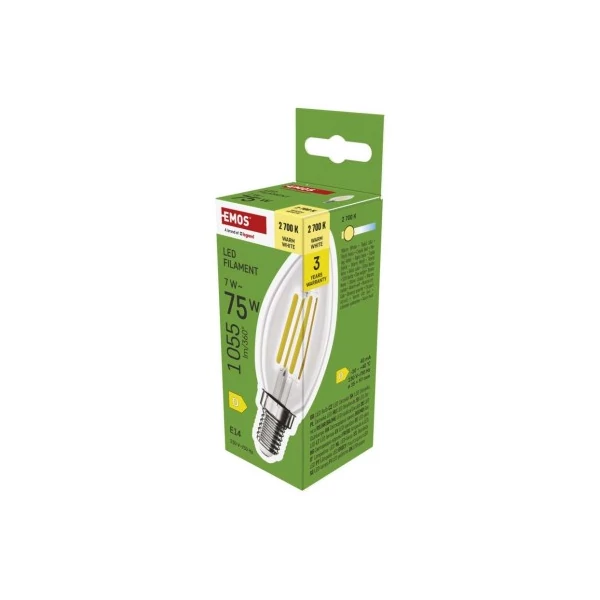 LED izzó Filament gyertya / E14 / 7 W (75 W) / 1055 lm / Meleg fehér