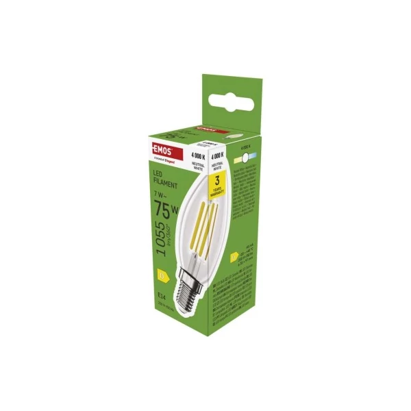 LED izzó Filament gyertya / E14 / 7 W (75 W) / 1055 lm / természetes fehér