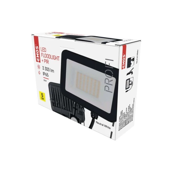 EMOS LED reflektor INOVO 30W 3300lm mozgásérzékelőve IP65 term. fehér