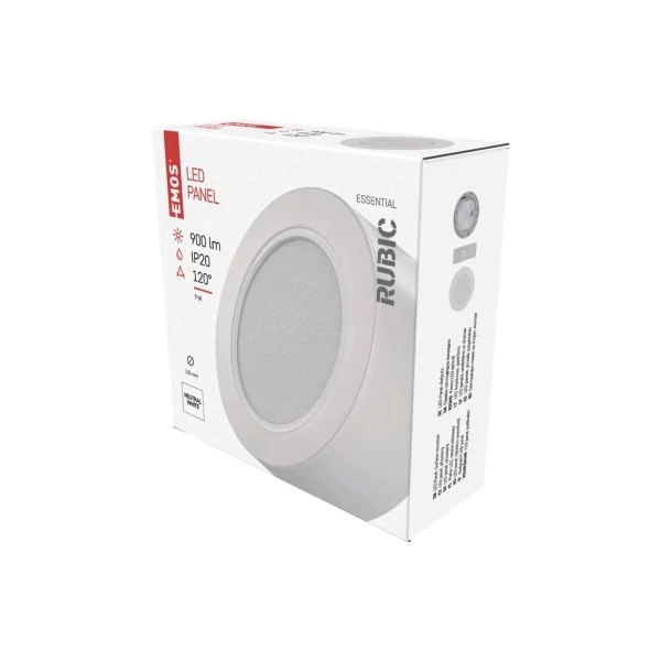 LED felületi lámpatest RUBIC, kerek, fehér, 9W, természetes fehér
