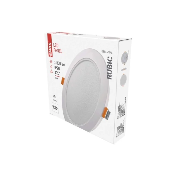 LED süllyesztett lámpatest RUBIC, kerek, fehér, 18W, természetes fehér