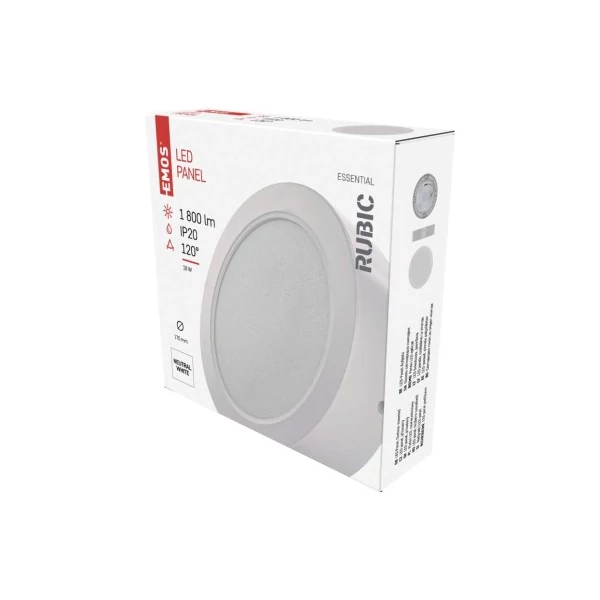 LED felületi lámpatest RUBIC, kerek, fehér, 18W, természetes fehér