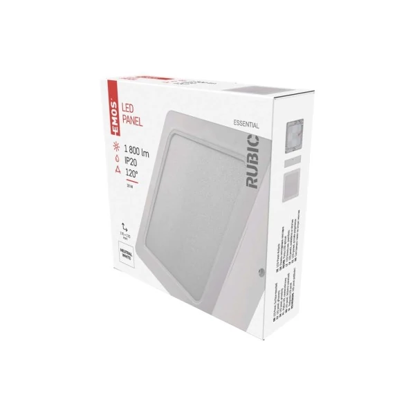 LED felületi lámpatest RUBIC, négyzet, fehér, 18W, természetes fehér