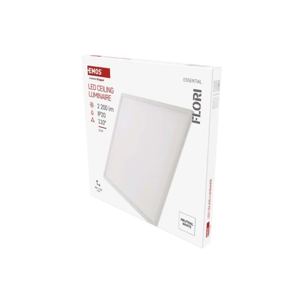 LED felületi lámpatest FLORI négyzet, fehér, 22W, semleges fehér