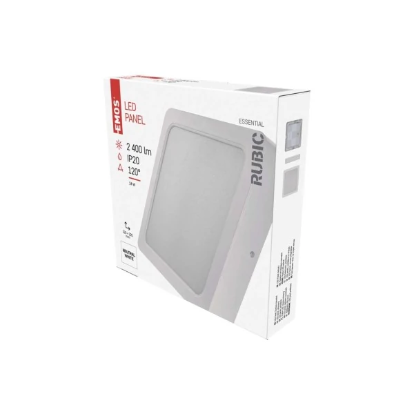 LED felületi lámpatest RUBIC, négyzet, fehér, 24W, természetes fehér