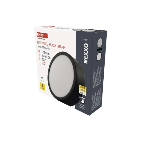 LED felületi lámpatest NEXXO, kerek, fekete, 12,5W, CCT