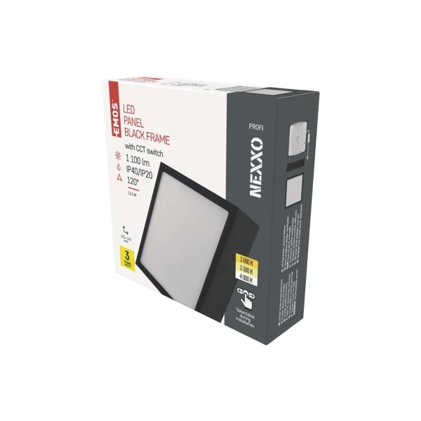 LED felületi lámpatest NEXXO, négyzet, fekete, 12,5W, CCT