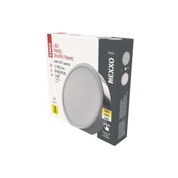 LED felületi lámpatest NEXXO, kerek, ezüst, 21W, CCT