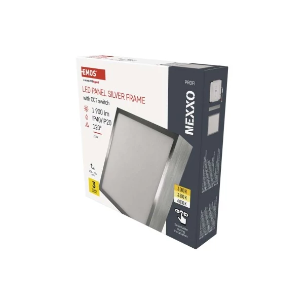 LED felületi lámpatest NEXXO, négyzet, ezüst, 21W, CCT