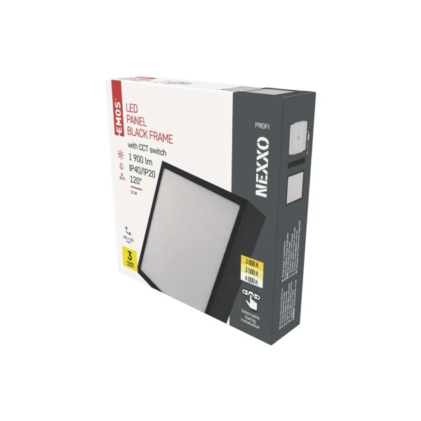LED felületi lámpatest NEXXO, négyzet, fekete, 21W, CCT