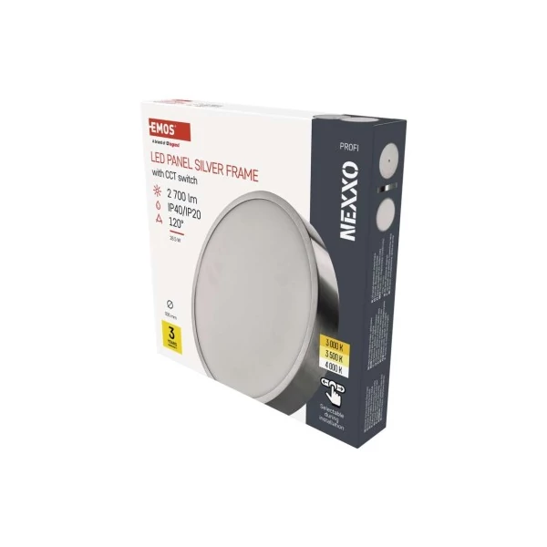 LED felületi lámpatest NEXXO, kerek, ezüst, 28,5W, CCT