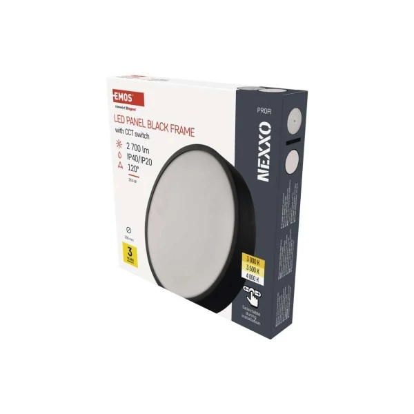 LED felületi lámpatest NEXXO, kerek, fekete, 28,5W, CCT