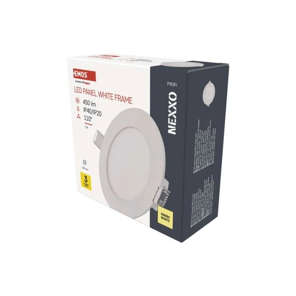 LED süllyesztett lámpatest NEXXO, kerek, fehér, 7W, meleg fehér
