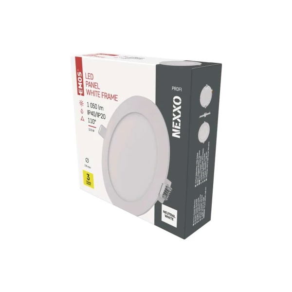 LED süllyesztett lámpatest NEXXO, kerek, fehér, 12,5W, természetes fehér
