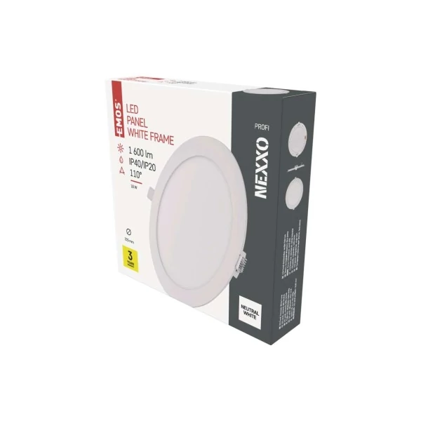 LED süllyesztett lámpatest NEXXO, kerek, fehér, 18W, természetes fehér