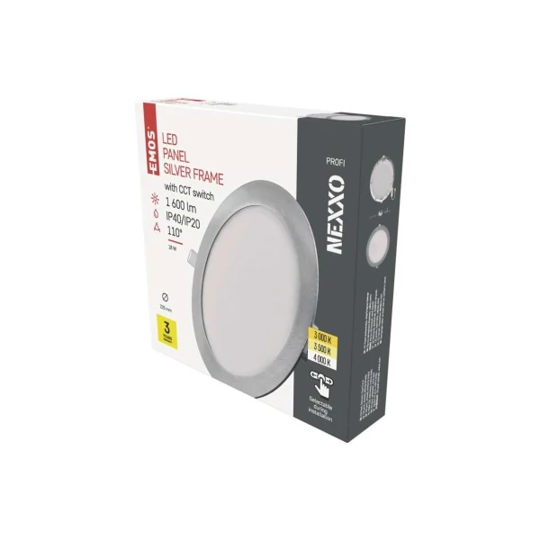 LED süllyesztett lámpatest NEXXO, kerek, ezüst, 18W, CCT