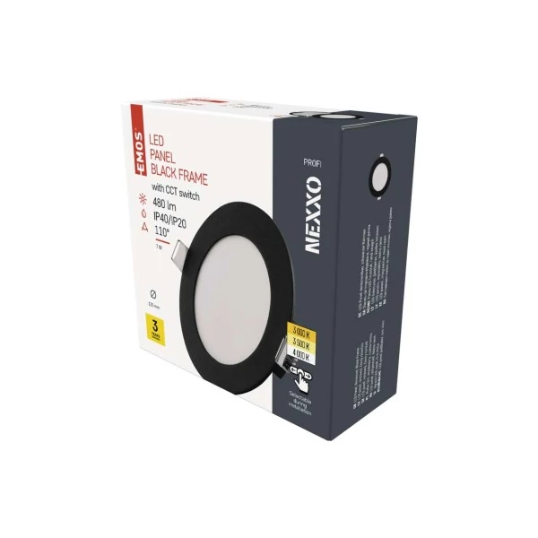 LED süllyesztett lámpatest NEXXO, kerek, fekete, 7W, CCT