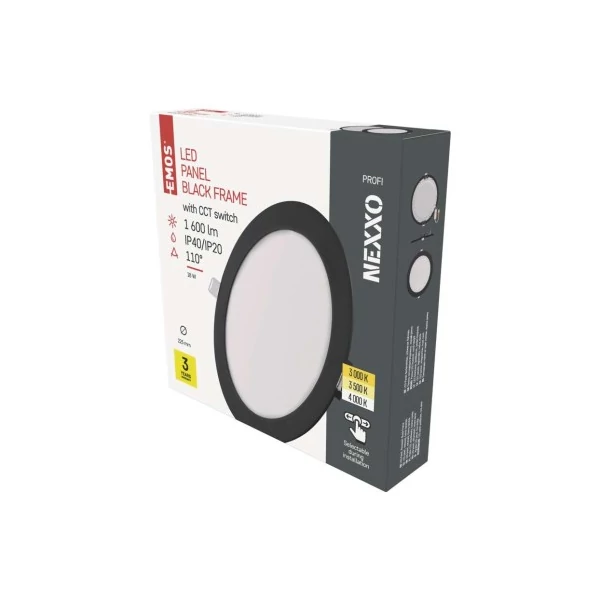 LED süllyesztett lámpatest NEXXO, kerek, fekete, 18W, CCT