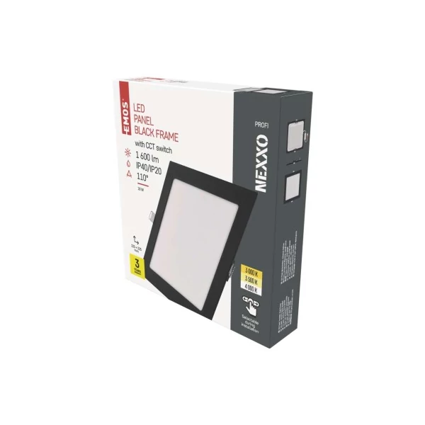 LED süllyesztett lámpatest NEXXO, négyzet, fekete, 18W, CCT