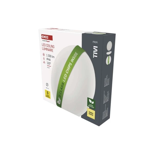 LED mennyezeti lámpatest TIVI, B CLASS, kerek, fehér 8,6W, IP44, Meleg fehér