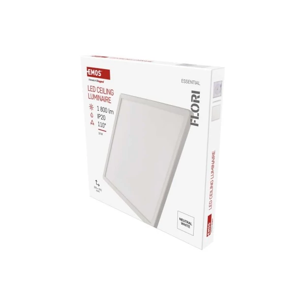 LED felületi lámpatest FLORI négyzet, fehér, 18W, semleges fehér