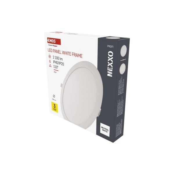 LED süllyesztett lámpatest NEXXO, kerek, fehér, 25W, természetes fehér