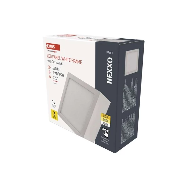 LED felületi lámpatest NEXXO, négyzet, fehér, 7,6W, CCT